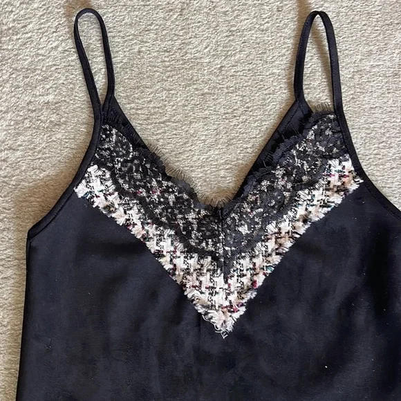 Zara faux suede tank top with lace size S - Picture 2 of 4